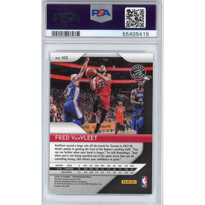 A graded 2018 Panini Prizm Fred VanVleet basketball card from PSA