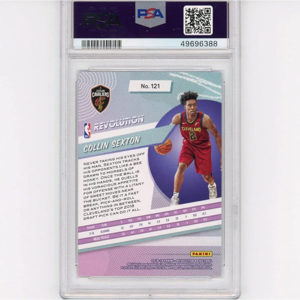 Graded 2018-19 Panini Revolution Collin Sexton #121 Rookie RC Basketball Card PSA 10 Gem Mint | PSA 10 Gem Mint Graded Rookie Card | vintageantiquesgifts.com