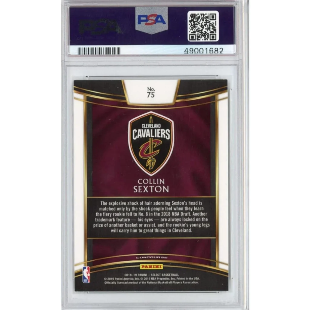 Graded NBA Collin Sexton 2018 Panini Select Rookie Card by PSA sports authenticator