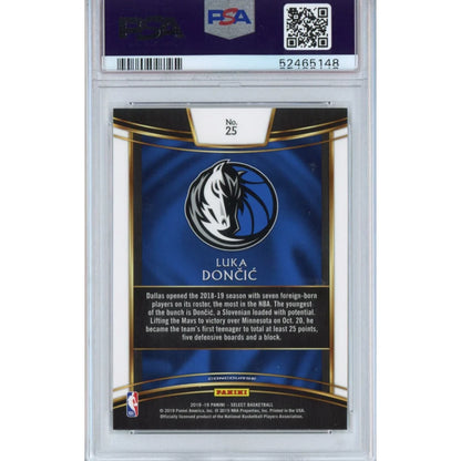 Graded Luka Dončić 2018 Panini Select rookie basketball card in PSA holder