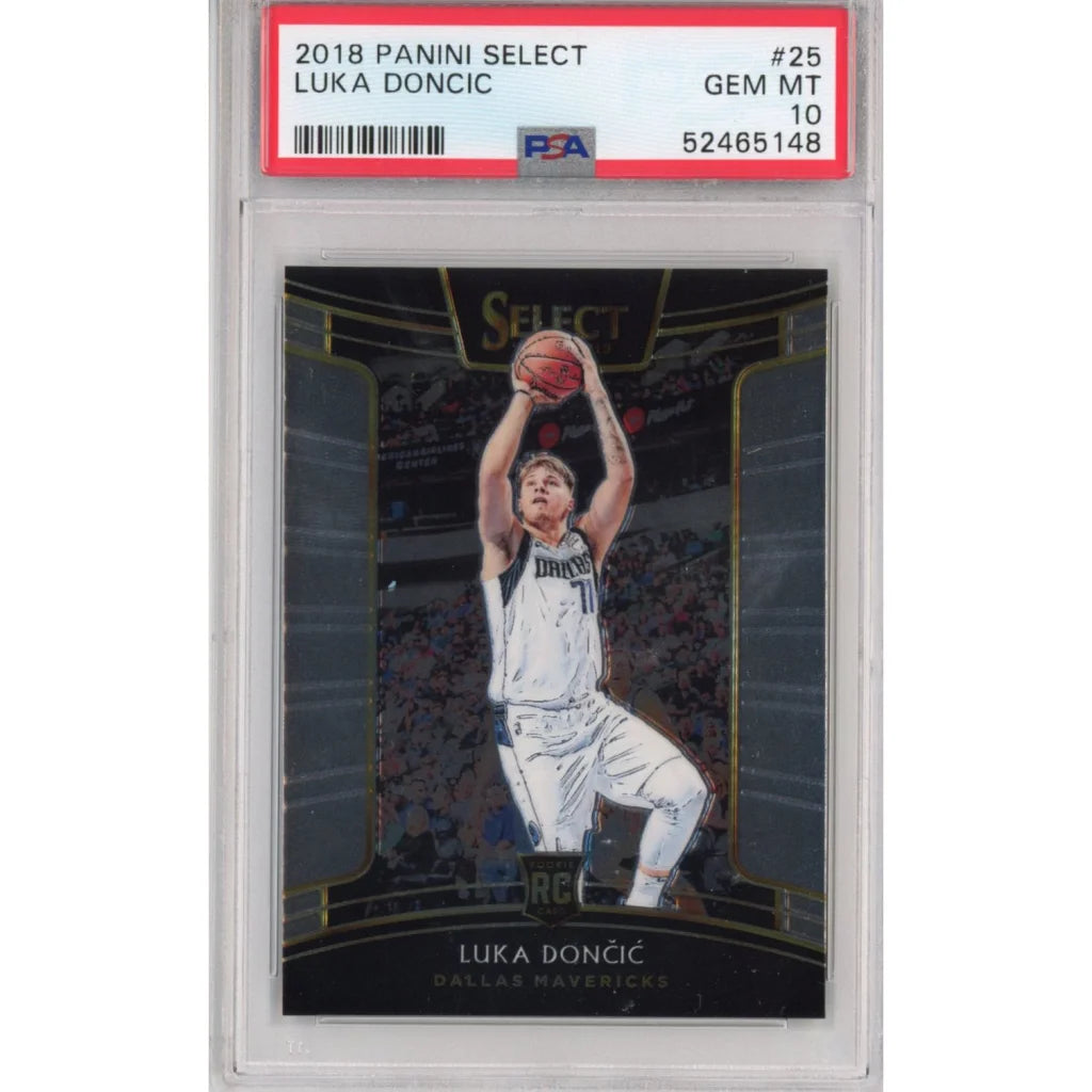 Graded 2018 Panini Select Luka Dončić Rookie Card in PSA case