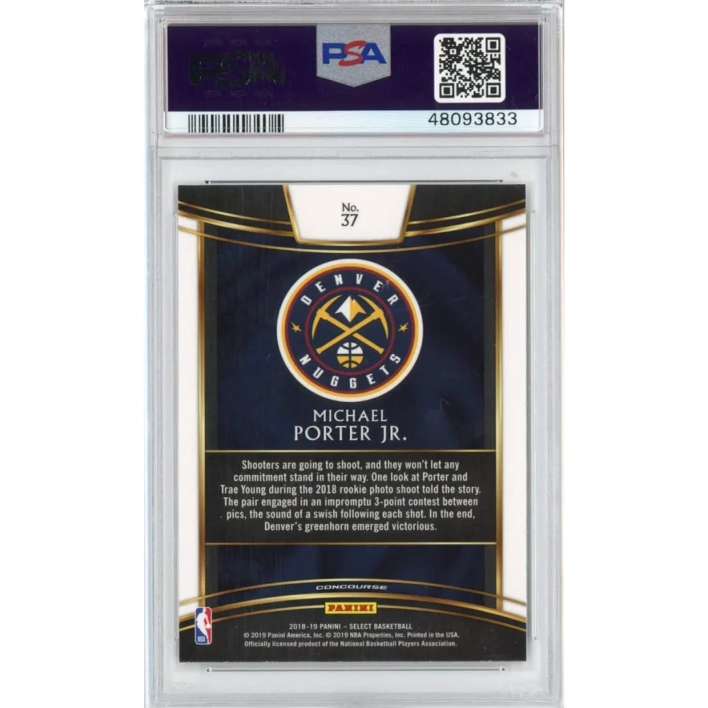 Graded 2018-19 Panini Select Michael Porter Jr. #37 Rookie RC Basketball Card PSA 10 Gem Mint | PSA 10 Gem Mint Graded Rookie Card | vintageantiquesgifts.com