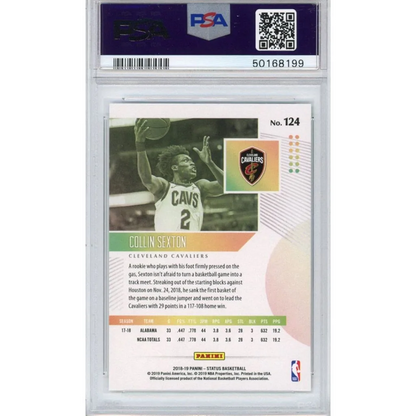 Graded 2018 Panini Status Collin Sexton Rookie Basketball Card in PSA case