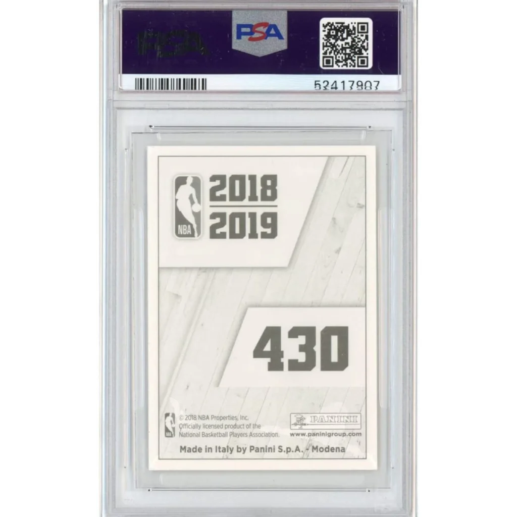 PSA graded Trae Young Rookie Card from 2018 NBA Hoops, card number 430