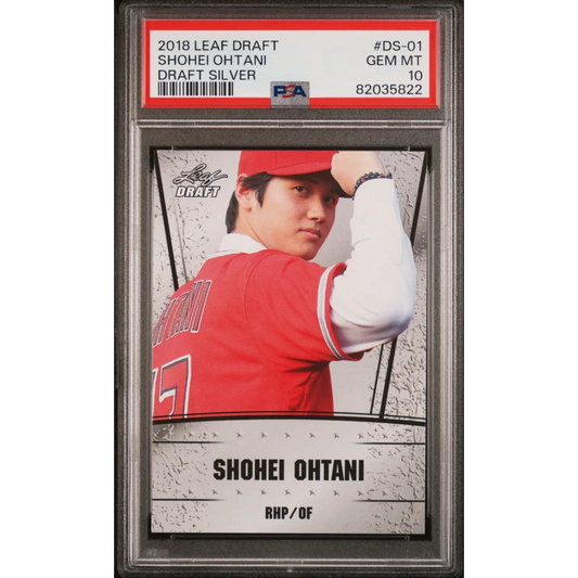 Graded 2018 leaf draft shohei ohtani red and white rookie baseball card in psa 10 gem mint slab