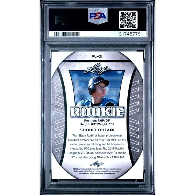 Graded PSA 10 2018 Leaf Shohei Ohtani #FL-01 rookie card front