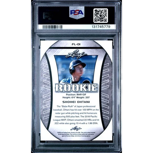 Graded PSA 10 2018 Leaf Shohei Ohtani #FL-01 rookie card front