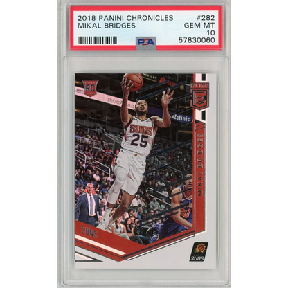 Graded 2018 Panini Chronicles Mikal Bridges basketball card in PSA case