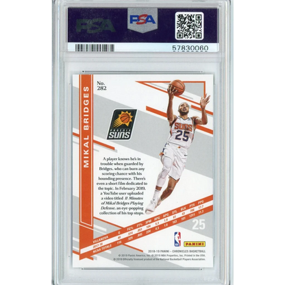 PSA graded Mikal Bridges 2019-20 Chronicles Basketball card in protective case
