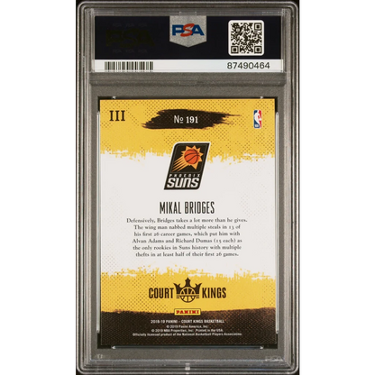 Graded NBA Mikal Bridges PSA 10 Gem Mint Rookie Card 2018 Court Kings