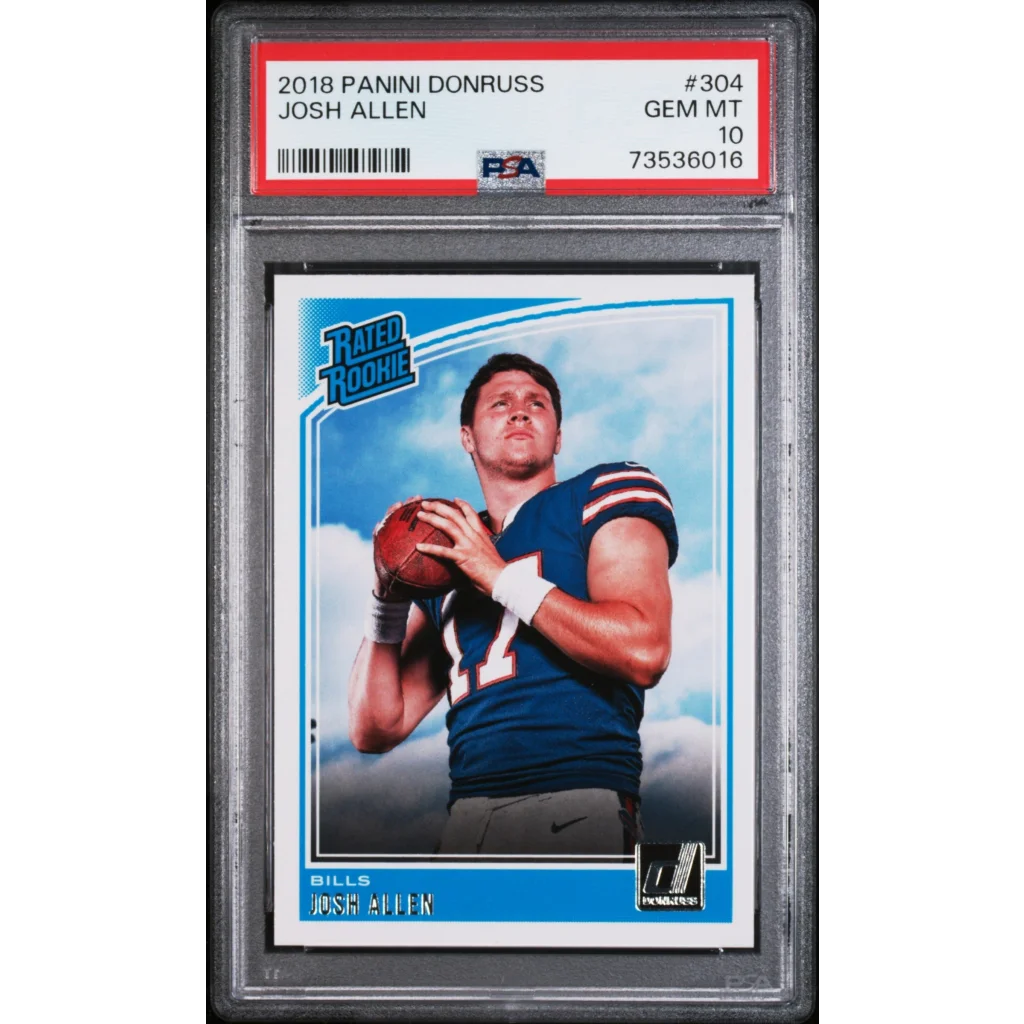 Graded 2018 Panini Donruss Josh Allen #304 Rookie RC Football Card PSA 10 Gem Mint | Hall of Fame Sports Memorabilia | vintageantiquesgifts.com