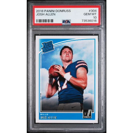 Graded 2018 Panini Donruss Josh Allen #304 Rookie RC Football Card PSA 10 Gem Mint | Hall of Fame Sports Memorabilia | vintageantiquesgifts.com