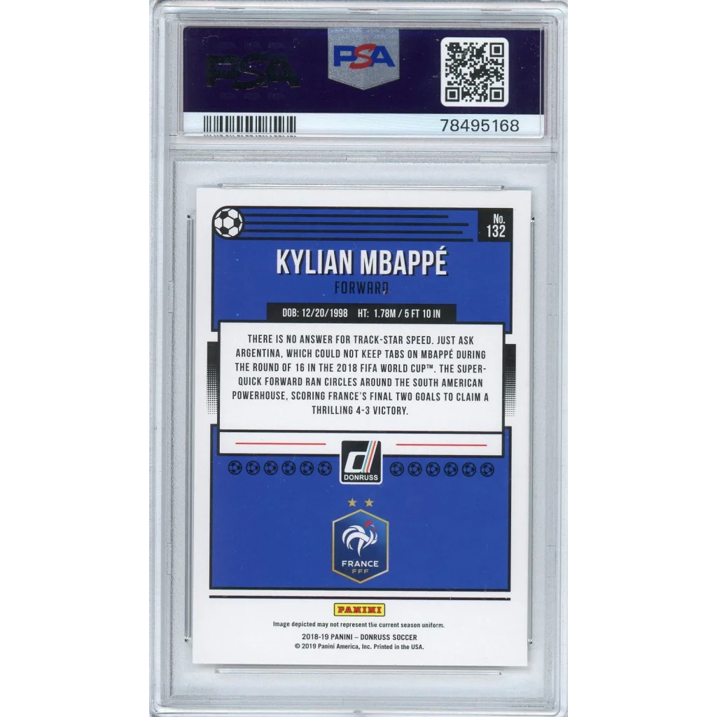 Graded PSA 10 Kylian Mbappe 2018 Panini Donruss Soccer Card image