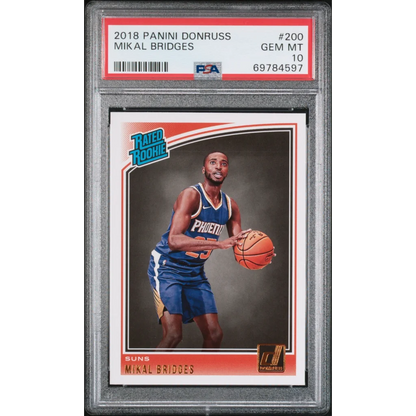 Graded 2018 Panini Donruss Mikal Bridges #200 Rookie RC Basketball Card PSA 10 Gem Mint | Hall of Fame Sports Memorabilia | vintageantiquesgifts.com