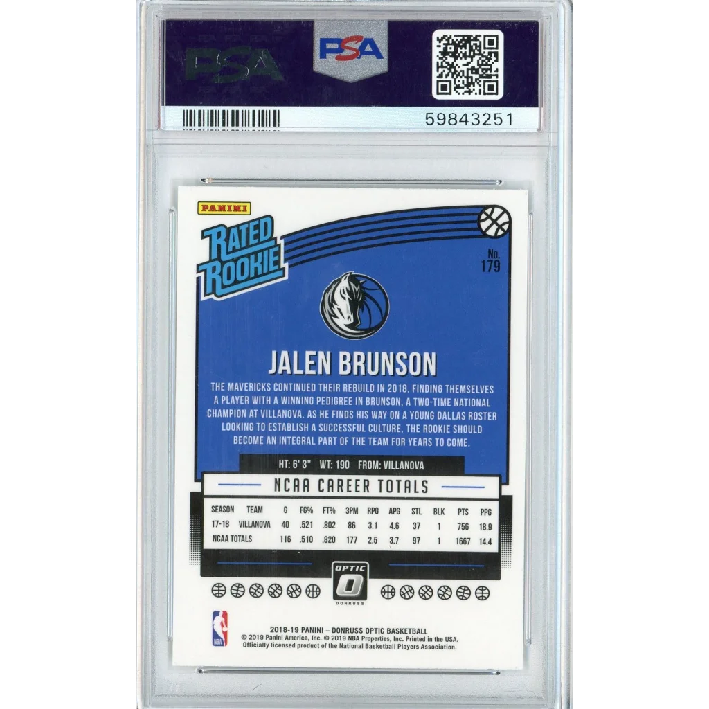 PSA graded Jalen Brunson 2018 Panini Optic Rated Rookie basketball card