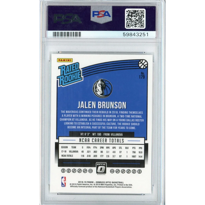 PSA graded Jalen Brunson 2018 Panini Optic Rated Rookie basketball card
