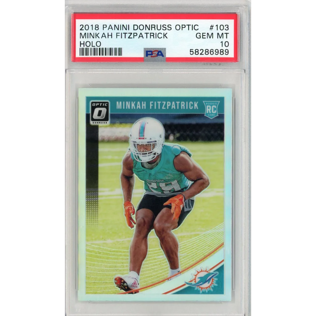 Graded Minkah Fitzpatrick Holo sports card 2018 Panini Donruss Optic football