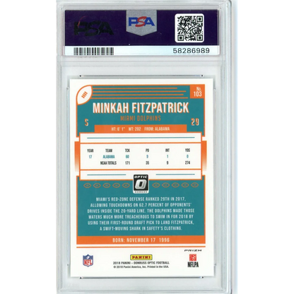 A graded Minkah Fitzpatrick football sports card from 2018 Panini Donruss