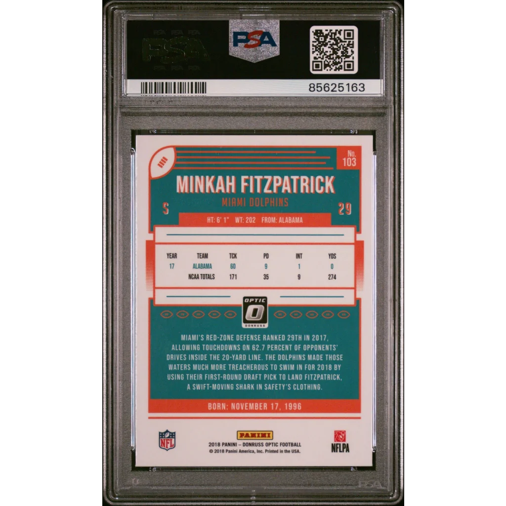 PSA graded Minkah Fitzpatrick rookie football card for sale