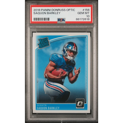 Graded 2018 Panini Donruss Optic Saquon Barkley Rookie PSA 10 Gem Mint Card