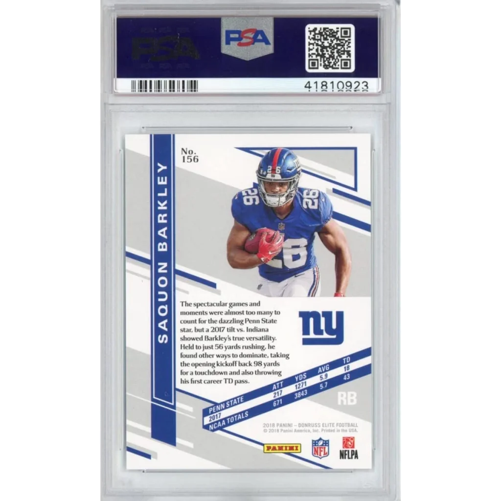 Graded 2018 Panini Donruss Saquon Barkley #156 PSA 10 Rookie Card