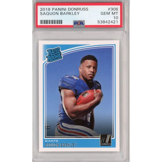 PSA 10 Gem Mint 2018 Panini Donruss Saquon Barkley rookie football card