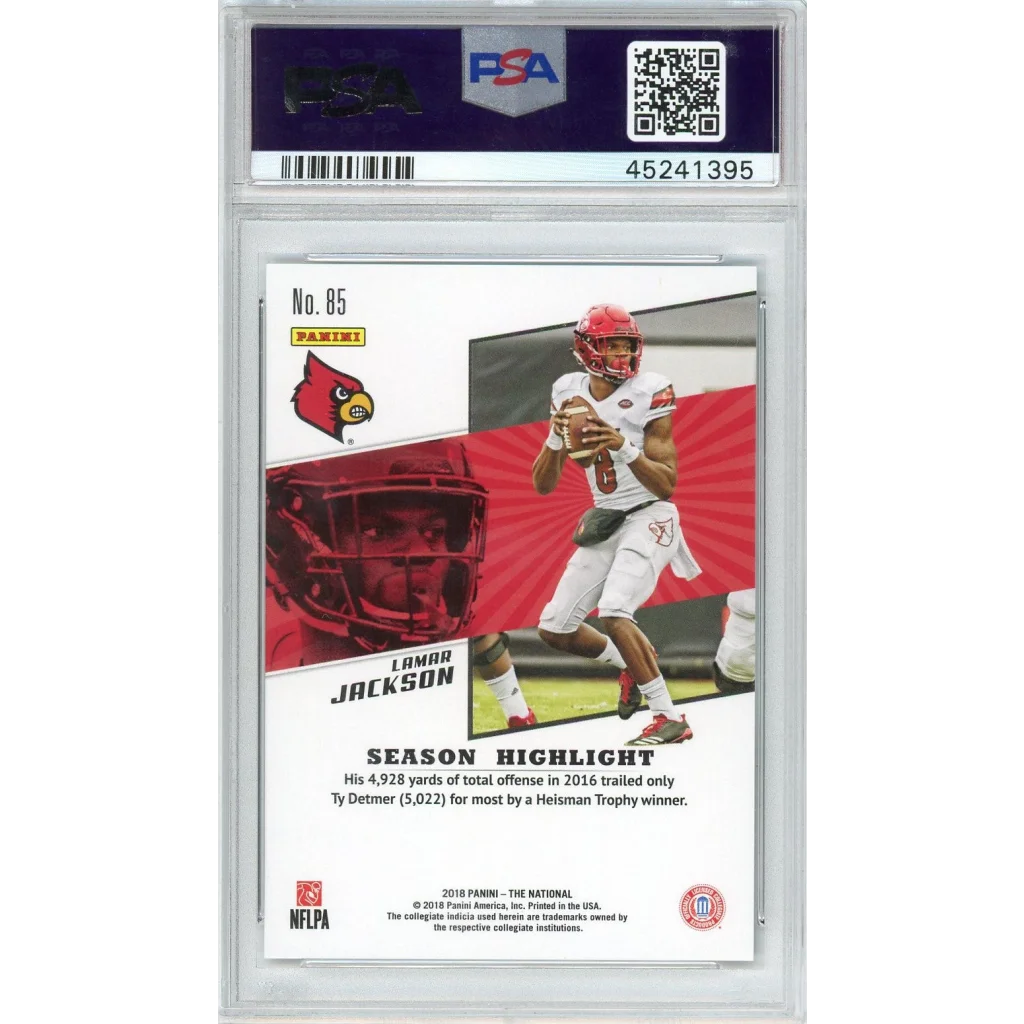 Graded 2018 Panini National Convention Lamar Jackson #85 Cardinals #/399 Rookie RC Football Card PSA 10 Gem Mint | PSA 10 Gem Mint Graded Rookie Card | vintageantiquesgifts.com