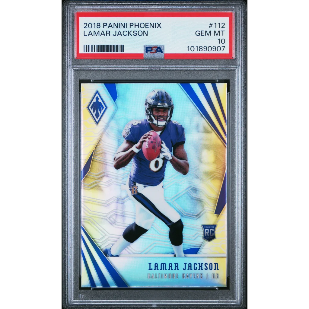 Graded 2018 Panini Phoenix Lamar Jackson #112 Rookie RC Football Card PSA 10 Gem Mint | Hall of Fame Sports Memorabilia | vintageantiquesgifts.com