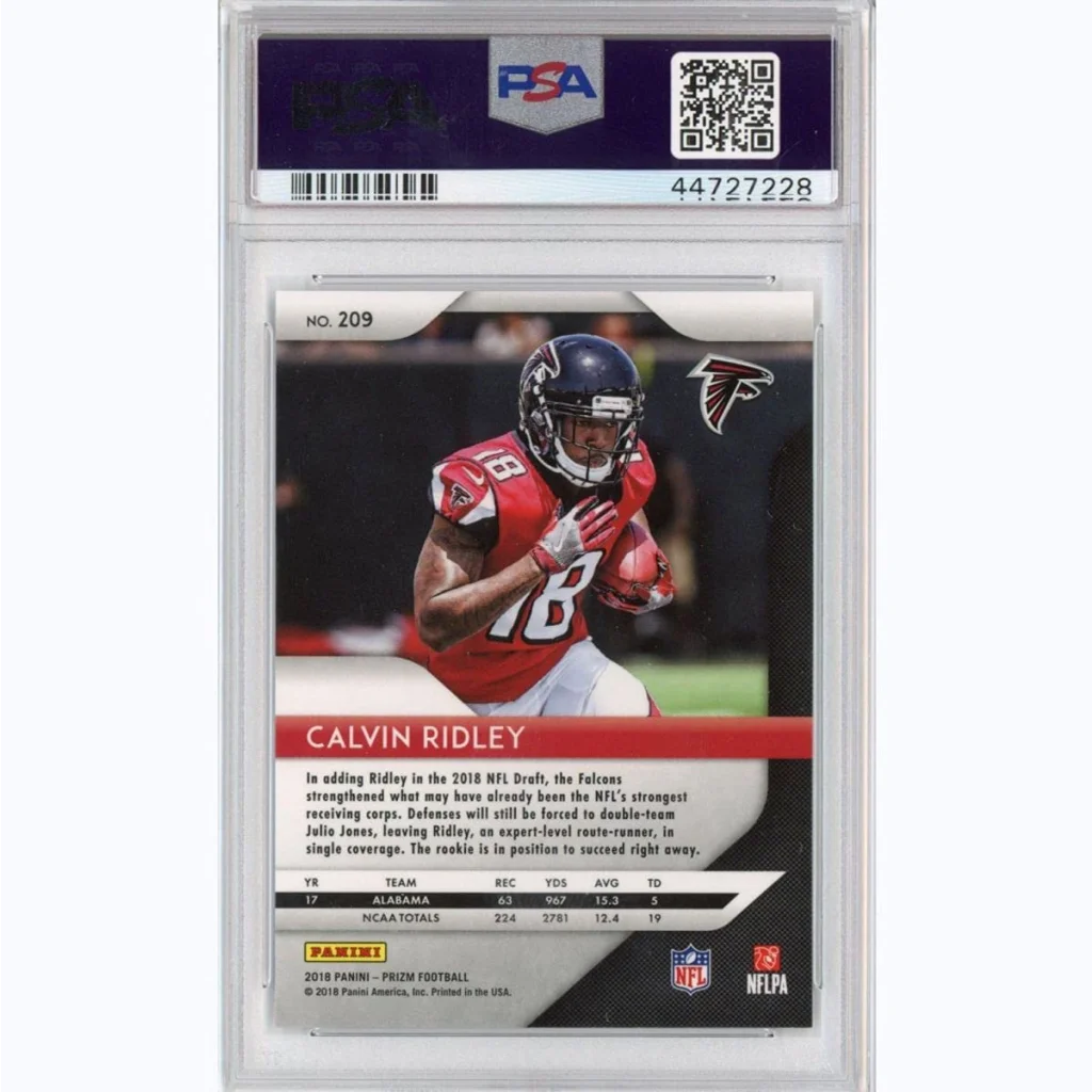 Graded 2018 Panini Prizm Calvin Ridley #209 Rookie RC Football Card PSA 10 Gem Mint | PSA 10 Gem Mint Graded Rookie Card | vintageantiquesgifts.com
