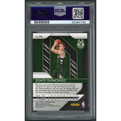 A graded PSA 10 Donte DiVincenzo 2018 Panini Prizm rookie basketball card