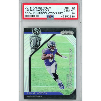Graded 2018 Panini Prizm Lamar Jackson Rookie RC PSA 10 Gem Mint Card