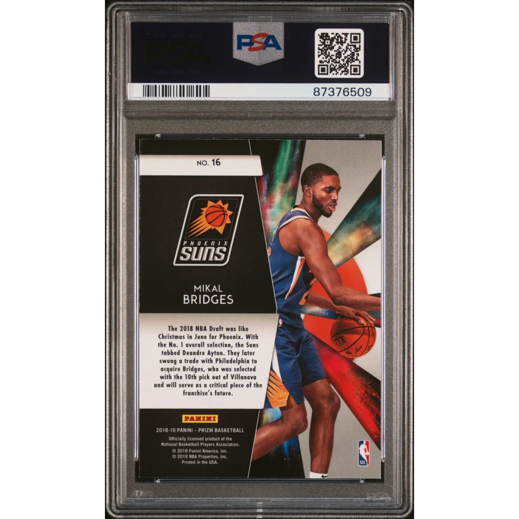 Graded 2018 Panini Prizm Mikal Bridges #16 Freshman Phenoms Rookie RC Basketball Card PSA 10 Gem Mint | PSA 10 Gem Mint Graded Rookie Card | vintageantiquesgifts.com