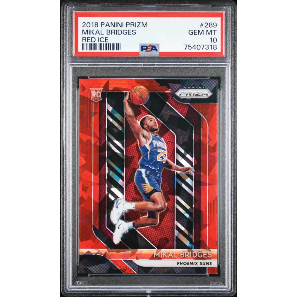 Graded 2018 Panini Prizm Mikal Bridges Red Ice Rookie PSA 10 slab