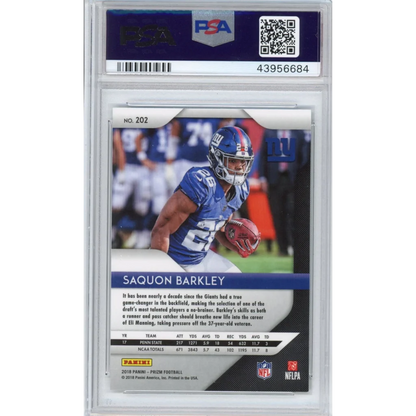 Graded 2018 Panini Prizm Saquon Barkley #202 Rookie RC Football Card PSA 10 Gem Mint | PSA 10 Gem Mint Graded Rookie Card | vintageantiquesgifts.com