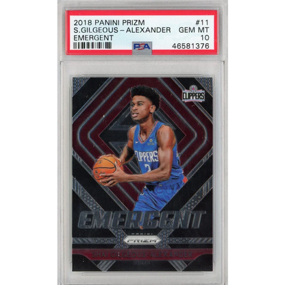 GEM MT 10 Panini Prizm Shai Gilgeous-Alexander Emergent rookie card in perfect condition