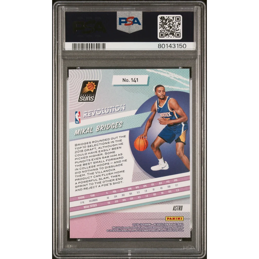 Graded 2018 Panini Revolution Mikal Bridges #141 Astro Rookie RC Basketball Card PSA 10 Gem Mint | PSA 10 Gem Mint Graded Rookie Card | vintageantiquesgifts.com