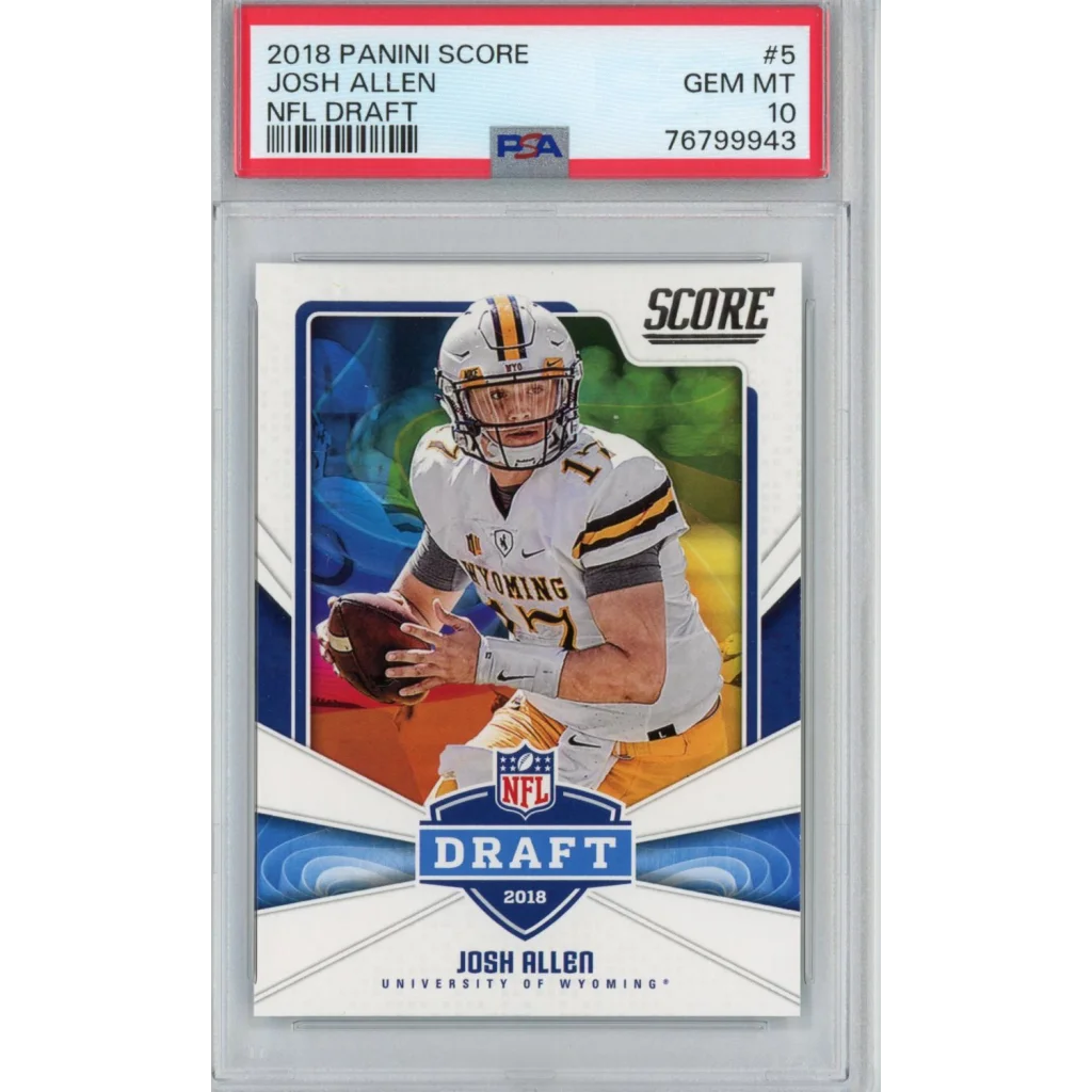 Graded 2018 Panini Score Josh Allen #5 NFL Draft Rookie RC Football Card PSA 10 Gem Mint | Hall of Fame Sports Memorabilia | vintageantiquesgifts.com