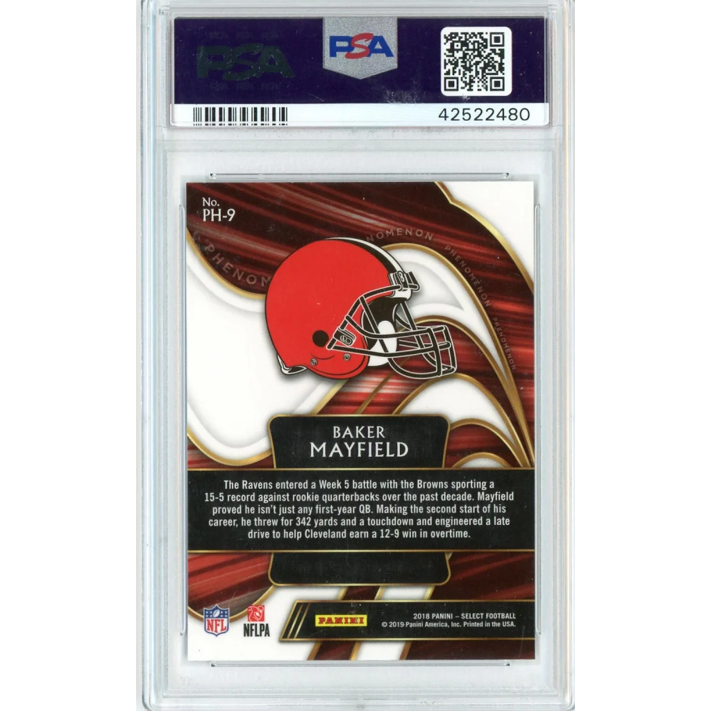 Graded 2018 Panini Select Baker Mayfield #PH9 Phenomenom Rookie RC Football Card PSA 10 Gem Mint