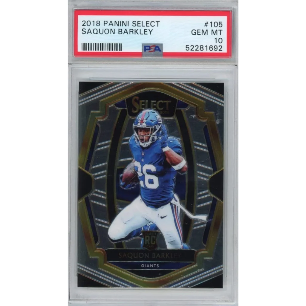 Graded 2018 Panini Select Saquon Barkley #105 Rookie RC Football Card PSA 10 Gem Mint | Hall of Fame Sports Memorabilia | vintageantiquesgifts.com