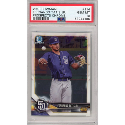 Graded PSA 10 2018 Bowman Chrome Fernando Tatis Jr. Rookie #114 Card