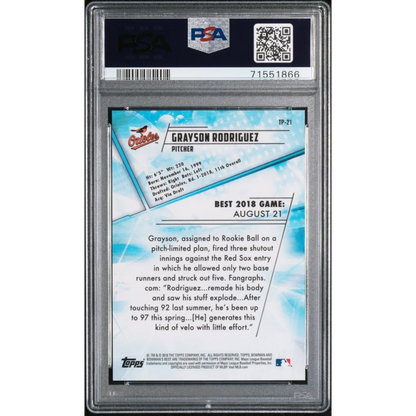 PSA graded Grayson Rodriguez baseball card collectible treasure image