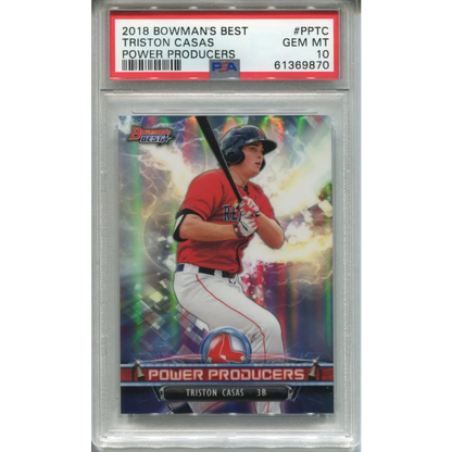 PSA Graded 2018 Bowmans Best Triston Casas Red Sox Rookie Card on display