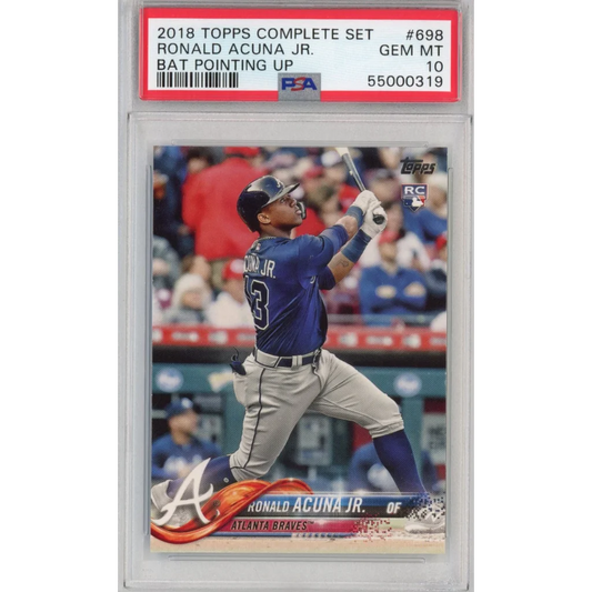 Graded 2018 Topps Complete Set Ronald Acuna Jr. #698 Bat Pointing Up Rookie RC Baseball Card PSA 10 Gem Mint