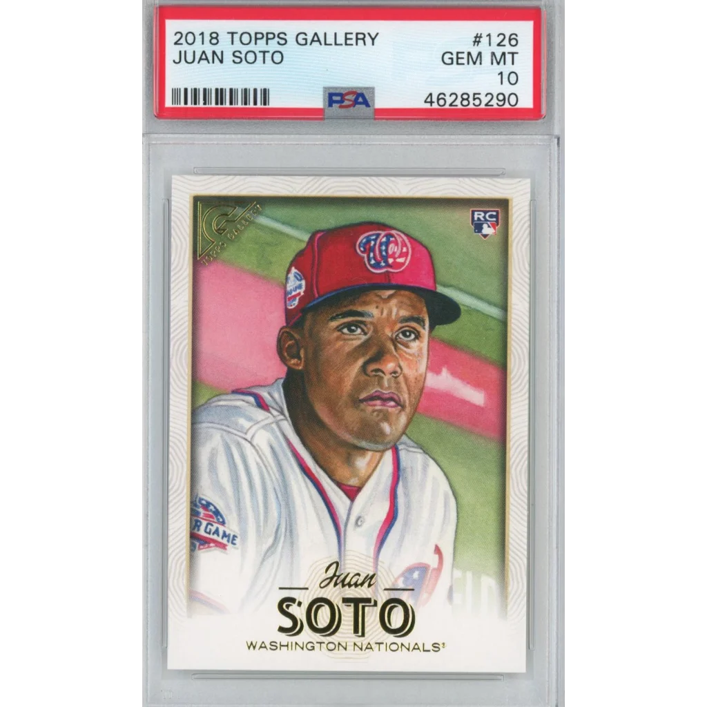 Graded 2018 Topps Gallery Juan Soto #126 Rookie RC Baseball Card PSA 10 Gem Mint | Hall of Fame Sports Memorabilia | vintageantiquesgifts.com
