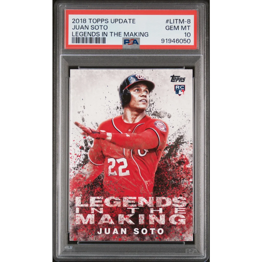 Graded 2018 Topps Update Juan Soto #LITM8 Legends in the Making Rookie RC Baseball Card PSA 10 Gem Mint | Hall of Fame Sports Memorabilia | vintageantiquesgifts.com