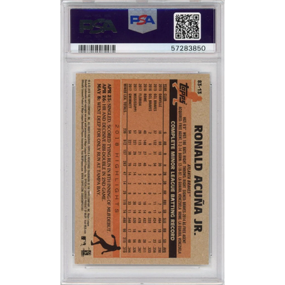 Ronald Acuña Jr. 2018 Topps Update rookie baseball card in PSA slab