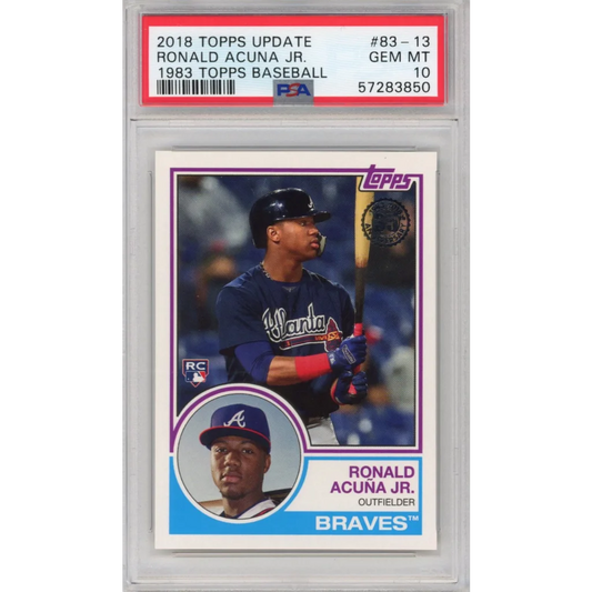 PSA Graded 2018 Topps Update Ronald Acuña Jr Rookie Card baseball card image