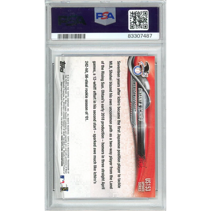 Graded 2018 Topps Update Shohei Ohtani/Ichiro Suzuki #US153 Rookie RC Baseball Card PSA 10 Gem Mint | PSA 10 Gem Mint Graded Rookie Card | vintageantiquesgifts.com