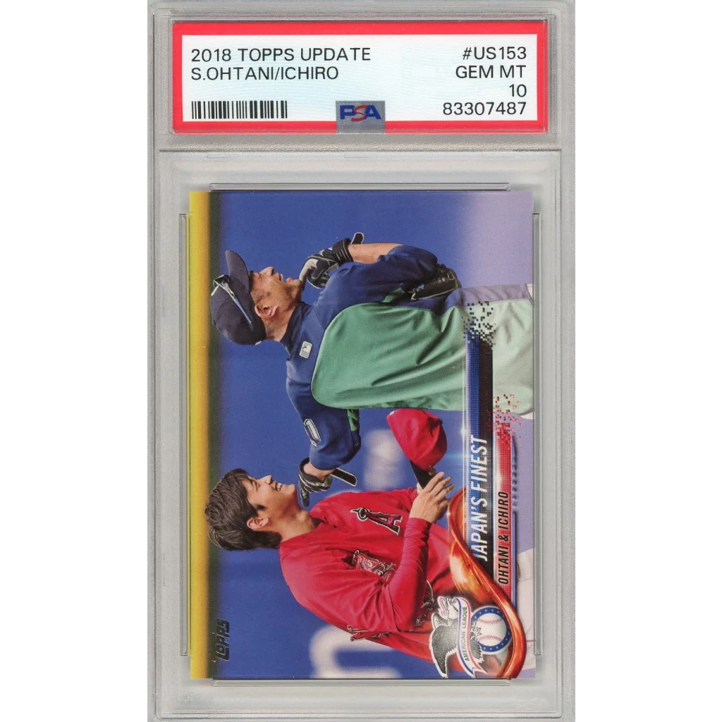 Graded 2018 Topps Update Shohei Ohtani/Ichiro Suzuki #US153 Rookie RC Baseball Card PSA 10 Gem Mint | Hall of Fame Sports Memorabilia | vintageantiquesgifts.com