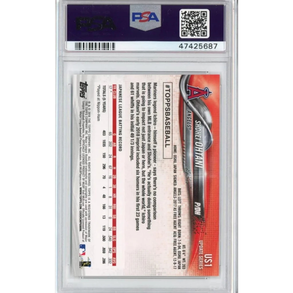 Graded 2018 Topps Update Shohei Ohtani #US1 Pitching In Red Jersey Rookie RC Baseball Card PSA 10 Gem Mint | PSA 10 Gem Mint Graded Rookie Card | vintageantiquesgifts.com